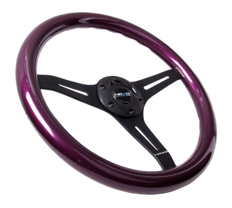 NRG Classic Wood Grain Steering Wheel (350mm) Purple Pearl/Flake Paint w/ Black 3-Spoke Center (ST-015BK-PP) - photo 2