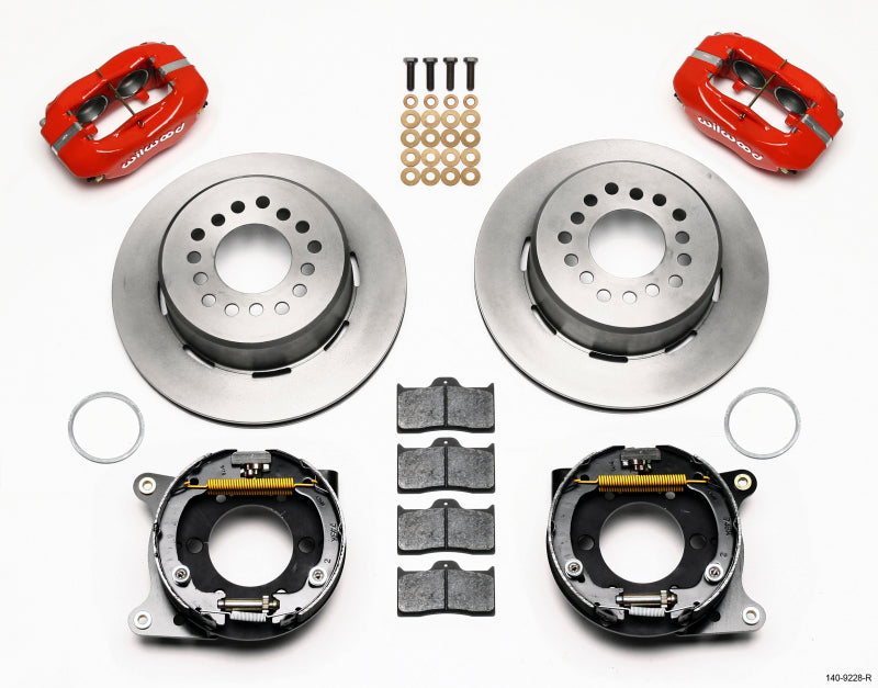 Wilwood 2005-2014 Ford Mustang Forged Dynalite Rear Big Brake Kit with Parking Brake (12.19in) - Red / Slotted