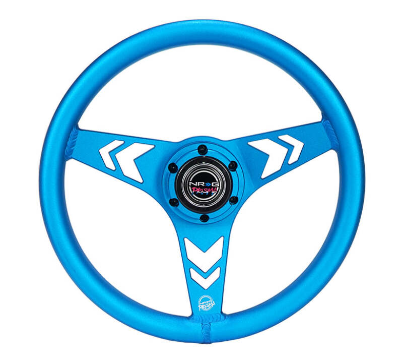 NRG Aluminum Steering Wheel 330mm - Arow Cutout - Ergonomic Grip - Anadized Blue (RST-070-BL)