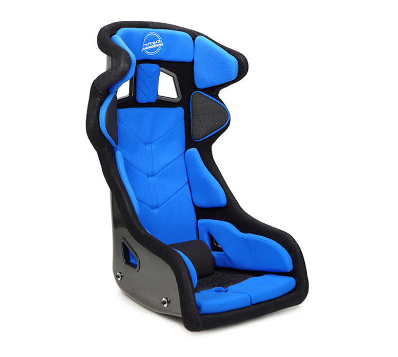 NRG FIA Competition Seat w/ Head Containment & Comp Fabric Velcro Paddings Snug Thick Cushion - Blue (FRP-RS700M-BL2)