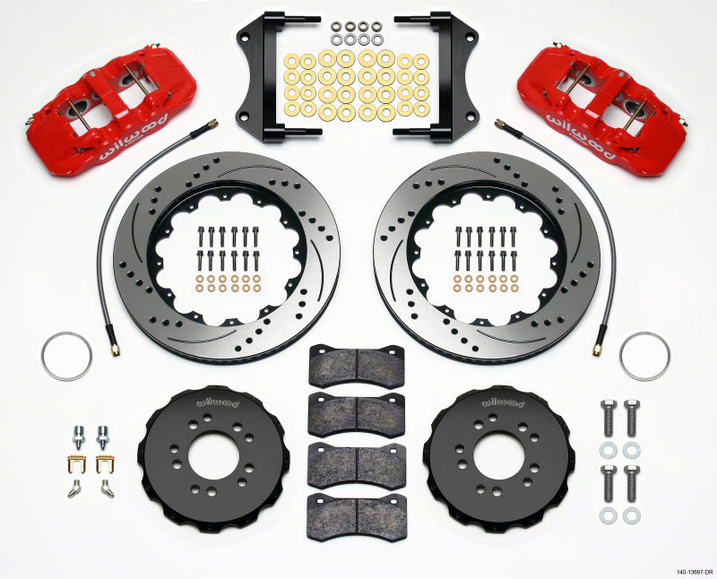 Wilwood 2014-2019 Chevrolet Corvette C7 Aero6 Front Big Brake Kit (14.25in) - Red / Drilled & Slotted