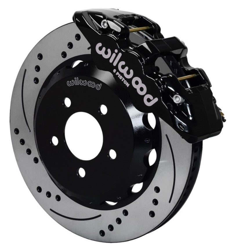 Wilwood 2016+ Chevrolet Camaro Aero6 Front Big Brake Kit (14in) - Black / Drilled & Slotted