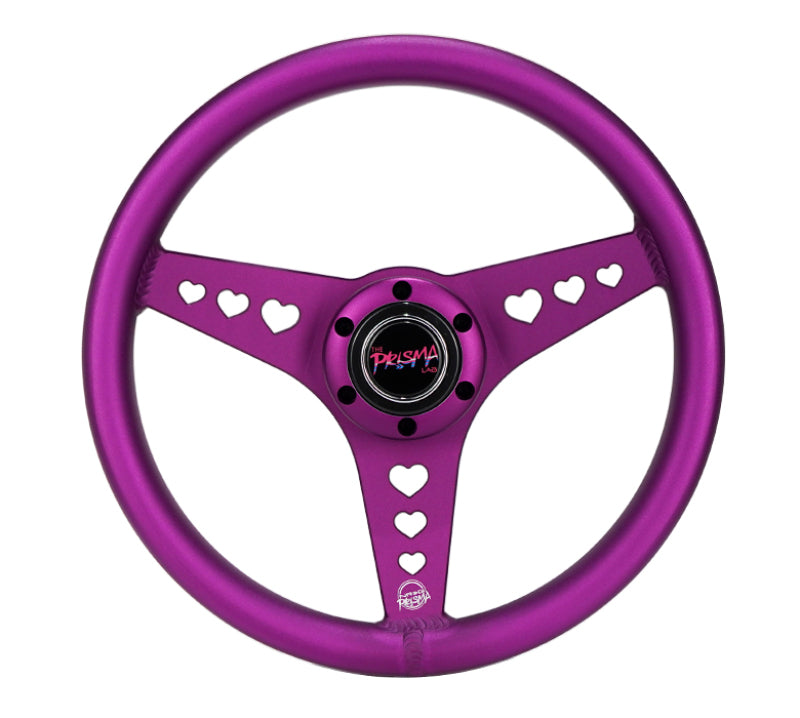 NRG All Aluminum Steering Wheel 330mm - Heart Cut Out - Ergonomic Grip - Anadized Purple (RST-073-PP)