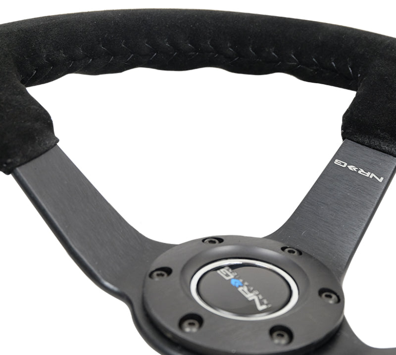 NRG Reinforced Steering Wheel (350mm / 3in. Deep) Black Suede/Black Bball Stitch w/ 5mm Matte Black Spoke (RST-036MB-S-BK) - photo 6