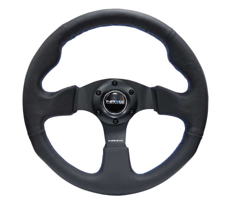NRG Reinforced Steering Wheel (320mm) Black Leather w/ Blue Stitching (RST-012R-BL)