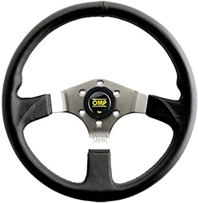 OMP Asso Flat Steering Wheel w/ 3 Steel Spokes (350mm) - Large Leather (Black) (OD0-2019-189)