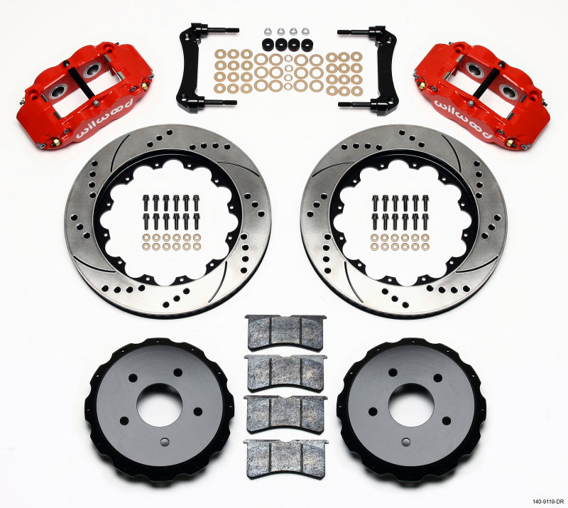 Wilwood 1997-2013 Chevrolet Corvette C5/C6 Forged Narrow Superlite 4R Rear Big Brake Kit (14in) - Red / Drilled & Slotted