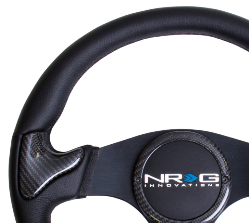 NRG Carbon Fiber Steering Wheel (350mm) Black Frame Black Stitching w/ Rubber Cover Horn Button (ST-014CFBK) - photo 2