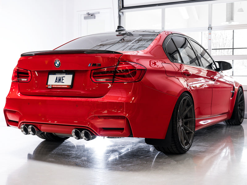 AWE Tuning BMW F8X M3/M4 Track Edition Cat-Back Exhaust - Chrome Silver Tips - photo 3
