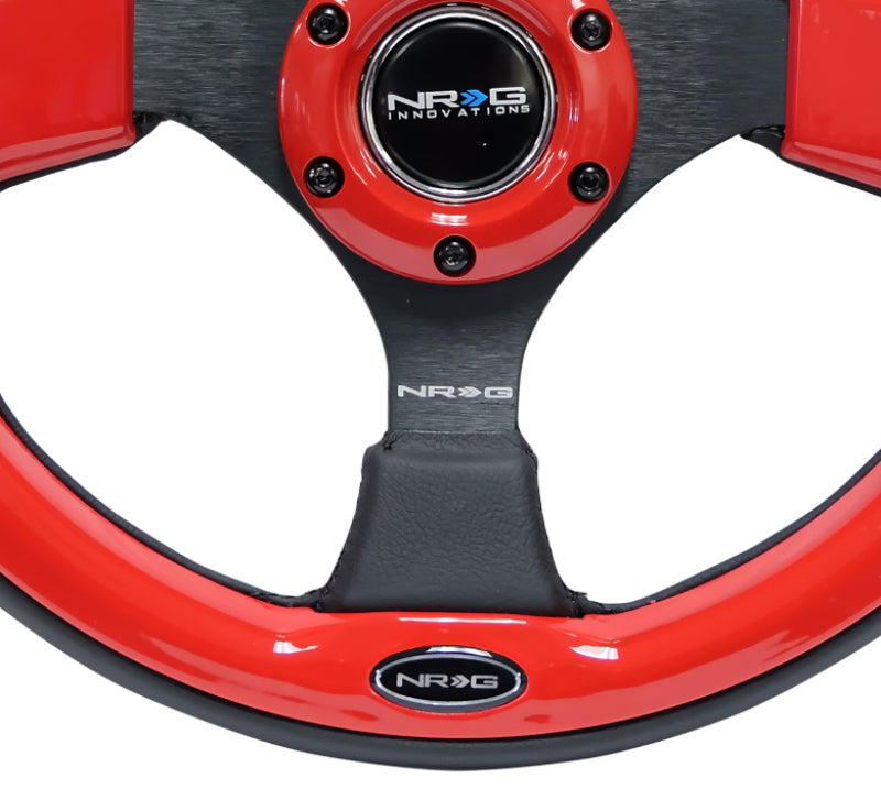 NRG Reinforced Steering Wheel (320mm) Black w/ Red Trim & 5mm 3-Spoke (RST-001RD) - photo 4