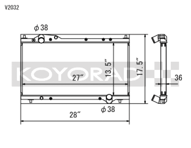 Koyo 1991-2005 Acura NSX 3.0L / 3.2L (Manual Transmission) Radiator - part drawing