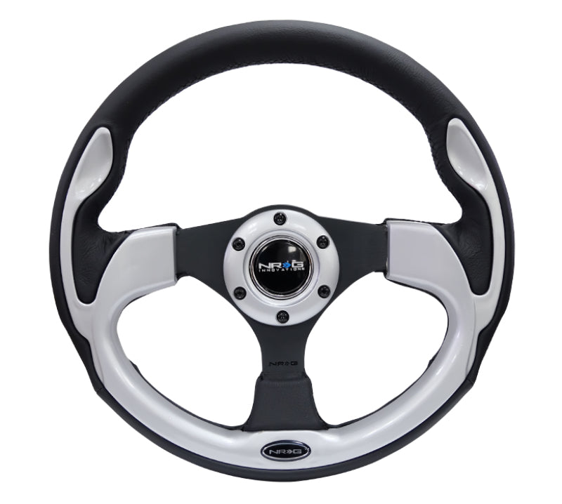 NRG Reinforced Steering Wheel (320mm) Black w/ Silver Trim & 5mm 3-Spoke (RST-001SL) - photo 5