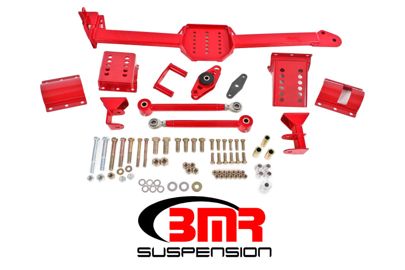 BMR Suspension 05-14 S197 Mustang Body Mount Watts Link Rod End/Poly w/ Adj. Axle Clamps - Red
