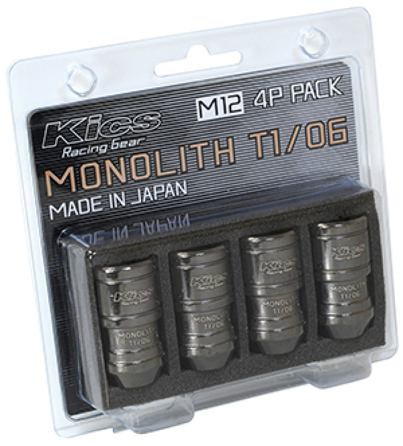 Project Kics 12x1.25 Glorious Black T1/06 Monolith Lug Nuts - 4 Pcs (WMN03GK4P)