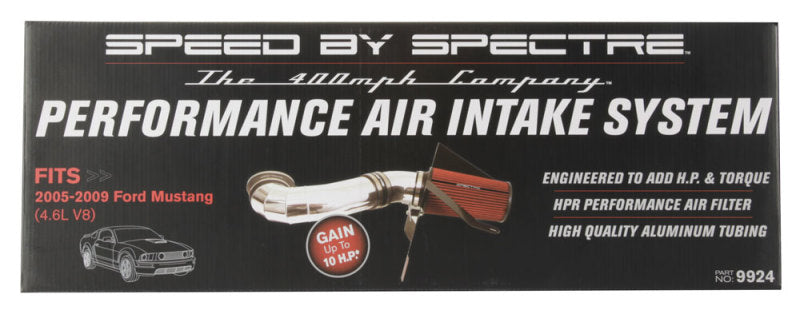 Spectre 2005-2009 Ford Mustang GT V8-4.6L F/I Air Intake Kit - Polished w/Red Filter (spe9924) - photo 8