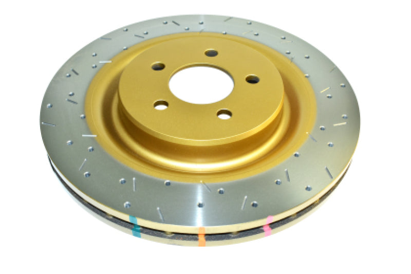 DBA Audi RS6 / RS7 4000 Series XD Drilled & Dimpled Rear Brake Rotor, Silver Hat (DBA43003SLVXD)