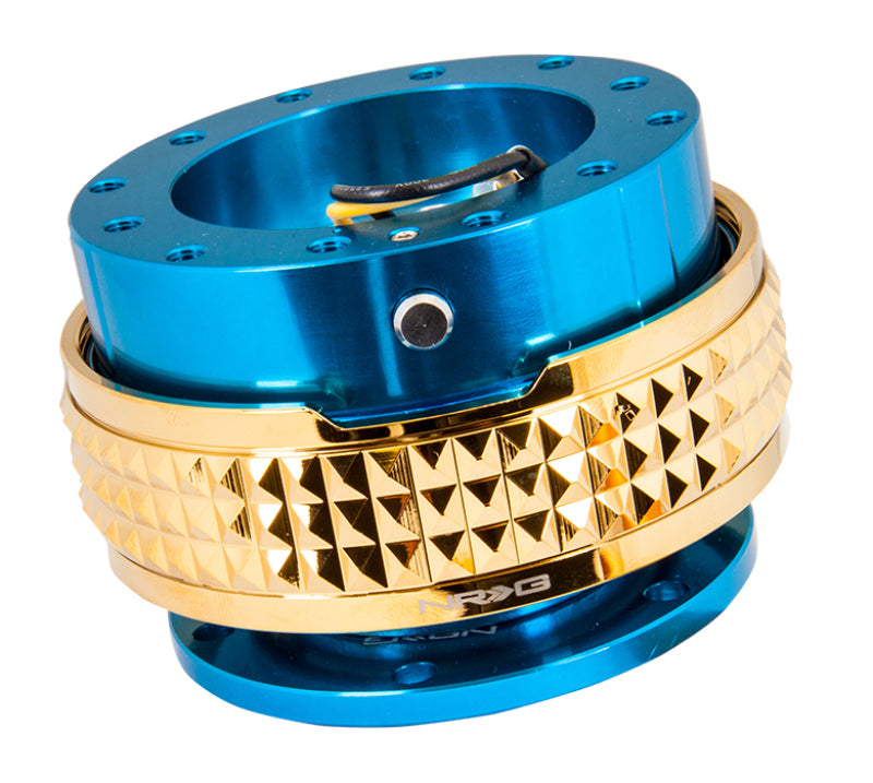 NRG Quick Release Kit - Pyramid Edition - Blue Body / Chrome Gold Pyramid Ring (SRK-210BL/CG)