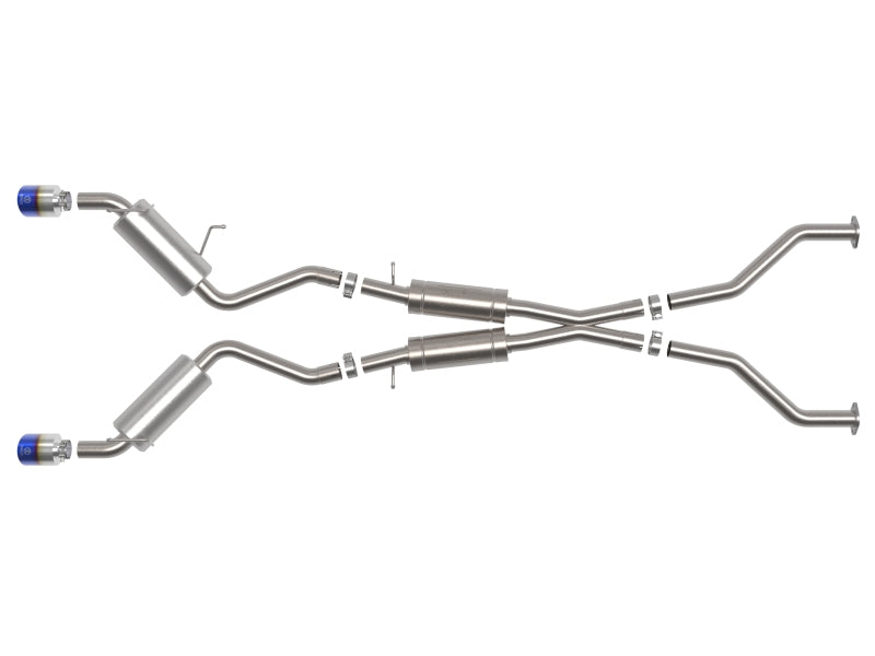 aFe Takeda 2009-2020 Nissan 370z 2-1/2 IN 304 Stainless Steel Cat-Back Exhaust System with Blue Flame Tip - photo 2