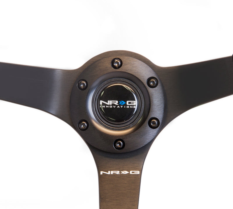 NRG Reinforced Steering Wheel (350mm / 3in. Deep) Black Suede w/ Black BBall Stitch (Odi Bakchis Edition) (RST-036MB-S) - photo 2
