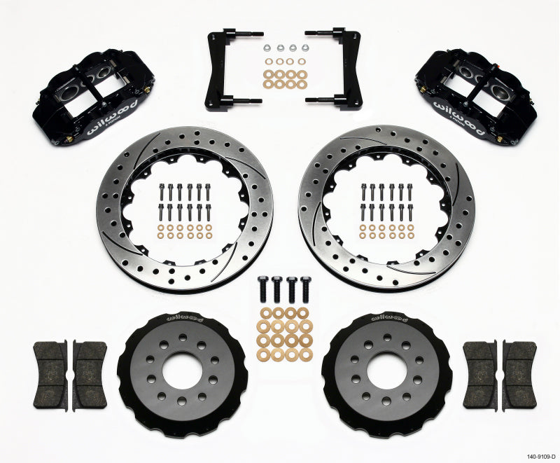 Wilwood 2005-2014 Ford Mustang Forged Narrow Superlite 6R Front Big Brake Kit (13.06in) - Black / Drilled & Slotted