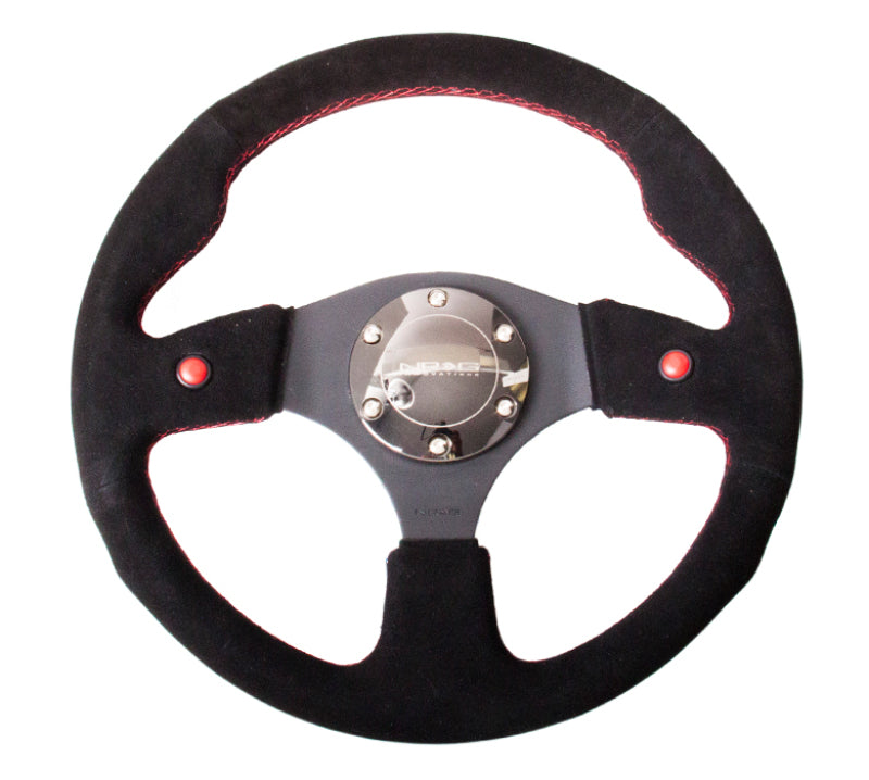 NRG Reinforced Steering Wheel (320mm) Black Suede w/ Dual Buttons (RST-007S) - photo 4