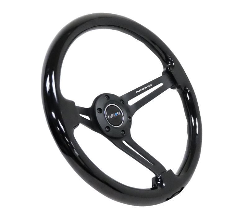 NRG Reinforced Steering Wheel (350mm / 3in. Deep) Black Wood w/ Black Matte Spoke/Black Center Mark (RST-018BK-BK) - photo 2