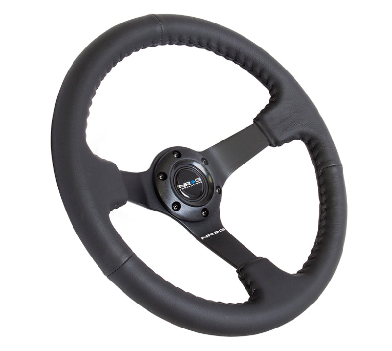 NRG Reinforced Steering Wheel (350mm / 3in. Deep) Bk Leather w/ Bk BBall Stitch (Odi Bakchis Edition) (RST-036MB-R) - photo 3