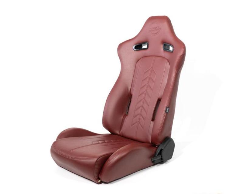 NRG Reclinable Sport Seats (Pair) The Arrow Maroon Vinyl w/ Pressed NRG logo w/ Maroon Stitch (RSC-810MAR L/R) - photo 3