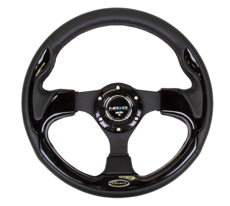 NRG Reinforced Steering Wheel (320mm) Black w/ Gloss Black Trim (RST-001BK)