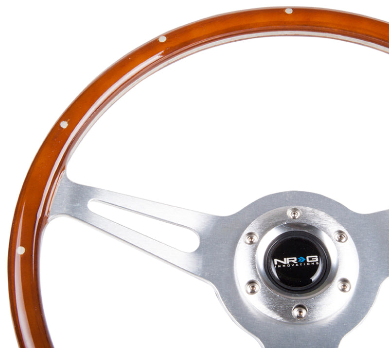 NRG Classic Wood Grain Steering Wheel (365mm) Wood w/ Metal Accents & Polished Aluminum. 3-Spoke Center (ST-065) - photo 3