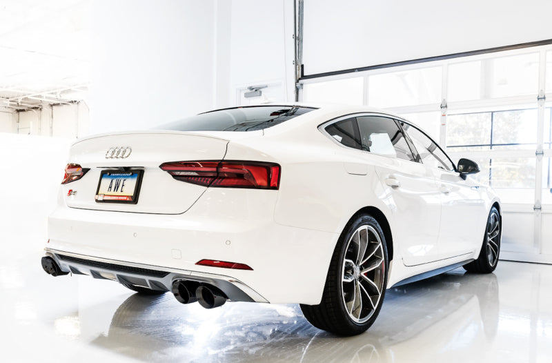AWE Tuning Audi B9 S4 Touring Edition Exhaust - Non-Resonated (Black 102mm Tips) - photo 4