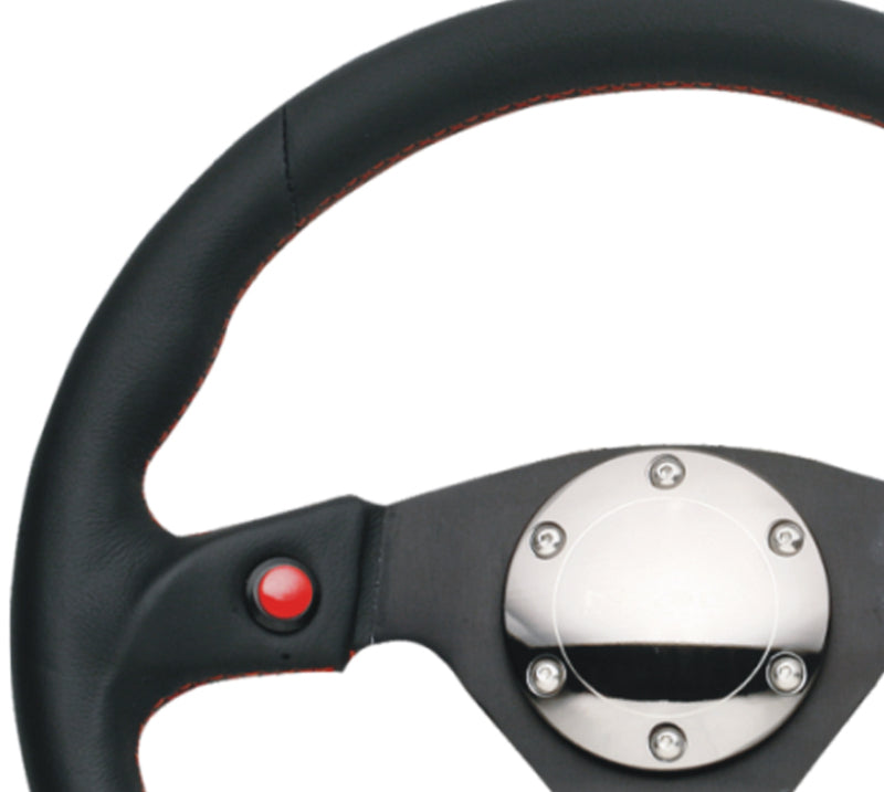 NRG Reinforced Steering Wheel (320mm) Black Leather w/ Dual Buttons (RST-007R) - photo 2