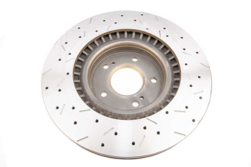 DBA Nissan Skyline GT-R (R32/R33/R34) 4000 Series XS Drilled & Slotted Front Brake Rotor, Gold Hat (DBA4928XS)