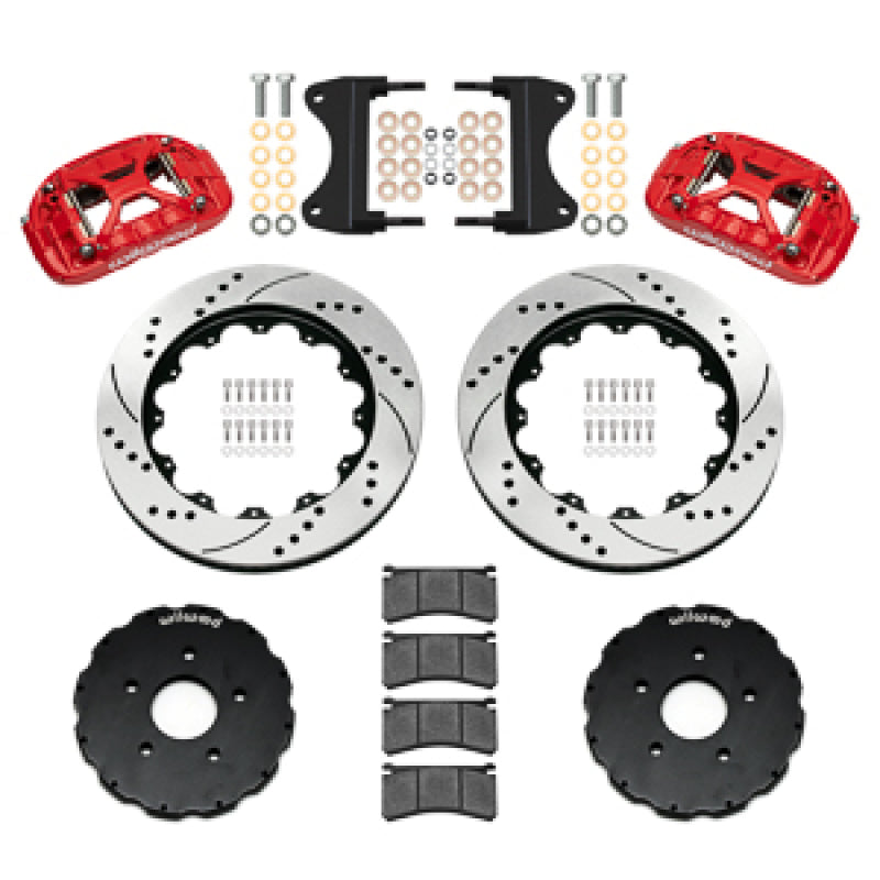 Wilwood 2014-2019 Chevrolet Corvette C7 Forged XRS6R Front Big Brake Kit (14in) - Red / Drilled & Slotted