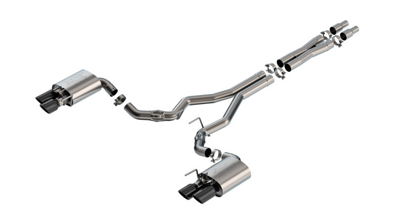 Borla 2024 Ford Mustang GT 5.0L V8 with Active Exhaust ATAK Cat-Back Exhaust System - Black Chrome