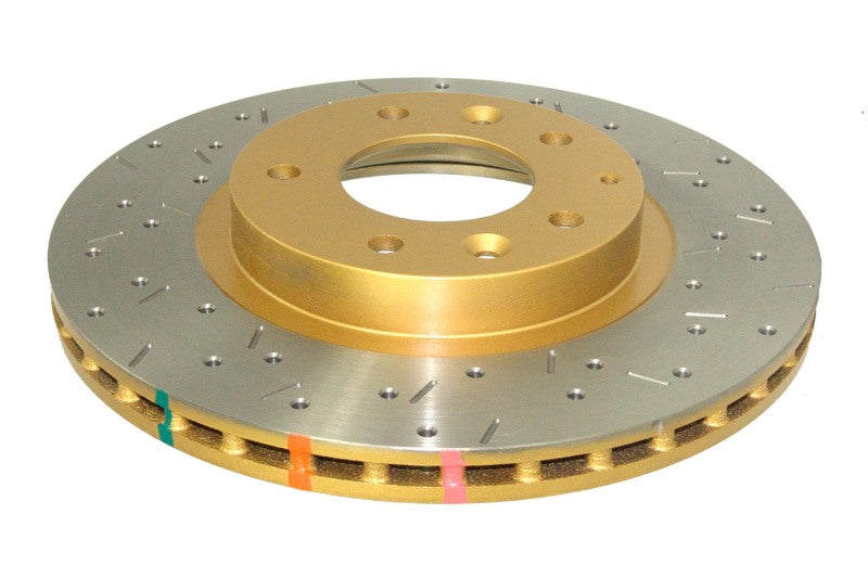 DBA Mazda Miata MX-5 (NC) 4000 Series XS Drilled & Slotted Front Brake Rotor, Gold Hat (DBA42959XS)