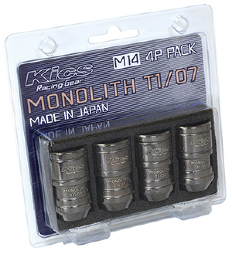 Project Kics 14x1.50 Glorious Black T1/07 Monolith Lug Nuts - 4 Pcs (WMN04GK4P)