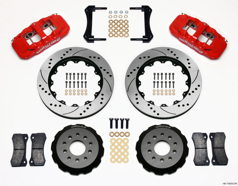 Wilwood 2005-2014 Ford Mustang Aero6 Front Big Brake Kit (14in) - Red / Drilled & Slotted