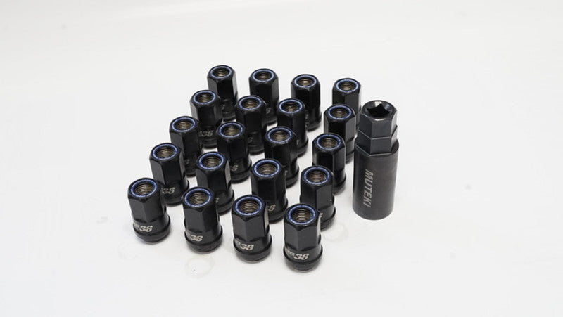 Muteki HR38 Open End Lug Nuts 12x1.50 Titanium Chrome / Blue Ring (HR3806TU)