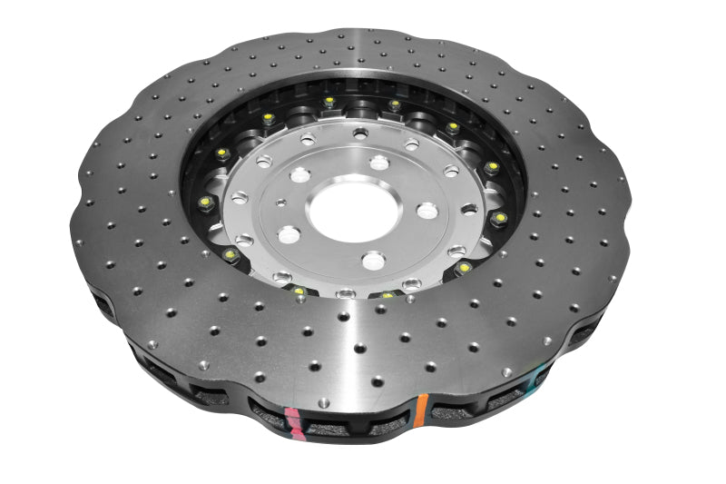 DBA Audi RS6 / RS7 5000 Series Wave XD Drilled & Dimpled 2-Piece Front Brake Rotor, Silver Hat (DBA53002WSLVXD)