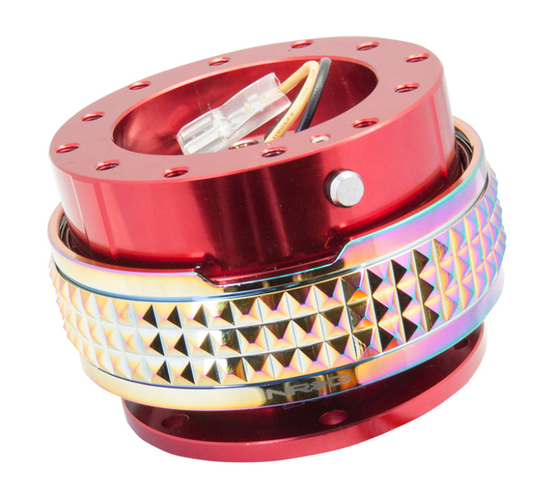 NRG Quick Release Kit - Pyramid Edition - Red Body / Neochrome Pyramid Ring (SRK-210RD/MC)