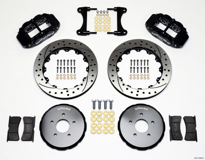 Wilwood 2009-2013 Nissan 370Z / Infiniti G37 Forged Narrow Superlite 6R Front Big Brake Kit (13.06in) - Black / Drilled & Slotted