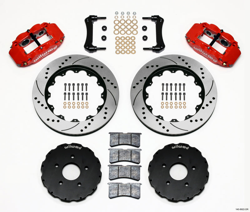 Wilwood 2005-2013 Chevrolet Corvette C6 Forged Narrow Superlite 6R Front Big Brake Kit (14in) - Red / Drilled & Slotted