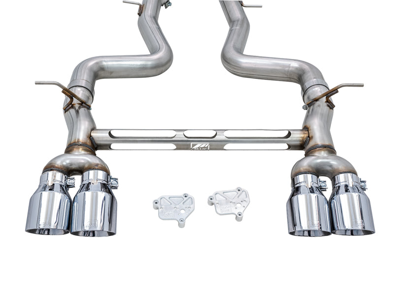 AWE Tuning BMW F8X M3/M4 Track Edition Cat-Back Exhaust - Chrome Silver Tips - photo 2
