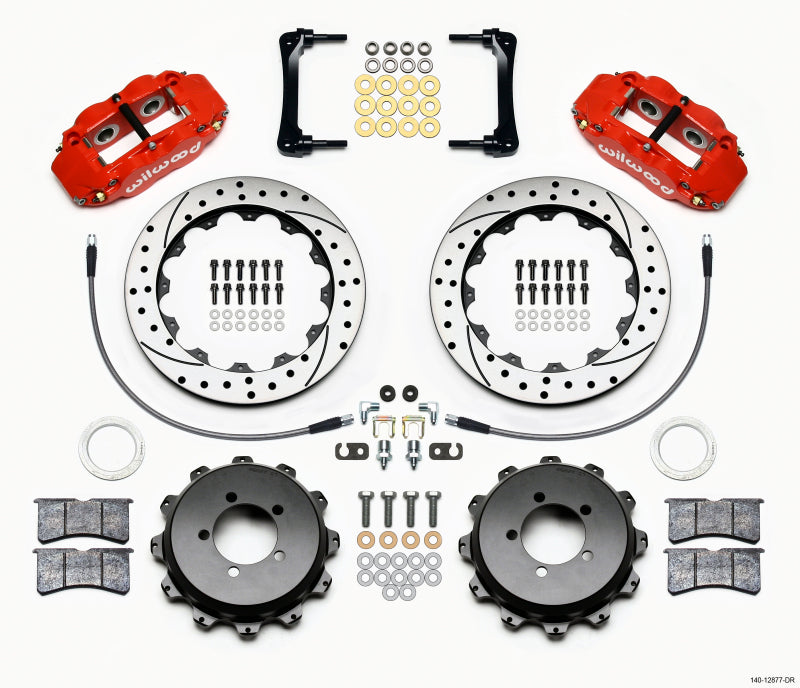 Wilwood 2008-2012 Subaru WRX Forged Narrow Superlite 4R Rear Big Brake Kit (12.88in) - Red / Drilled & Slotted