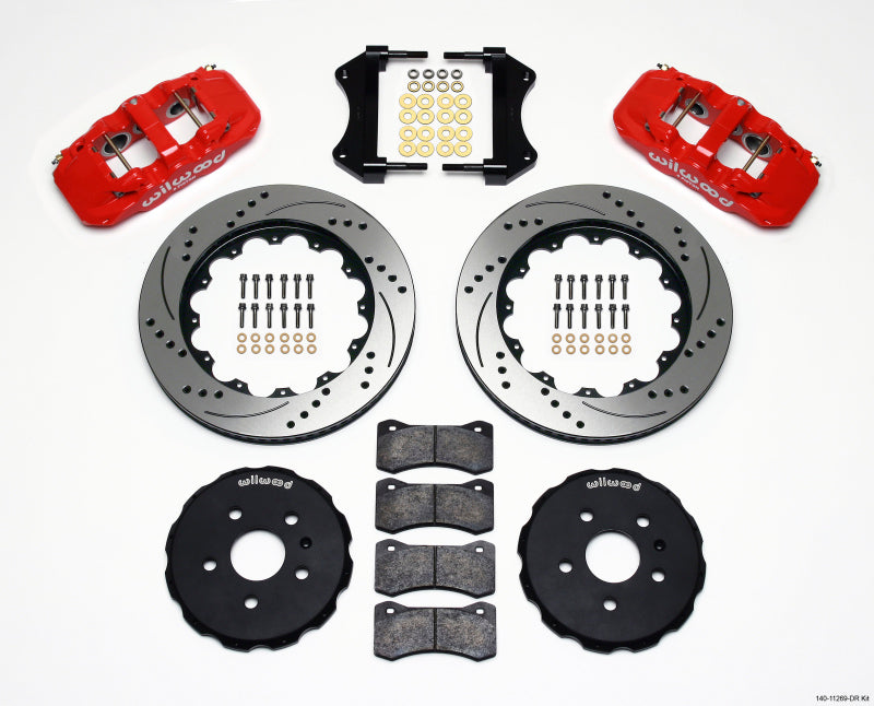Wilwood 2010-2015 Chevrolet Camaro Aero6 Front Big Brake Kit (14.25in) - Red / Drilled & Slotted
