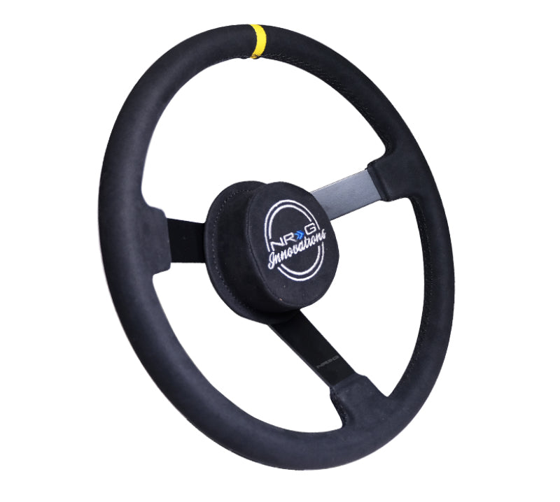 NRG Reinforced Steering Wheel (380mm) Nascar/ Alcantara 3 Spoke w/ NRG Logo/ Removable Crushed Pad (RST-380MB-A) - photo 2