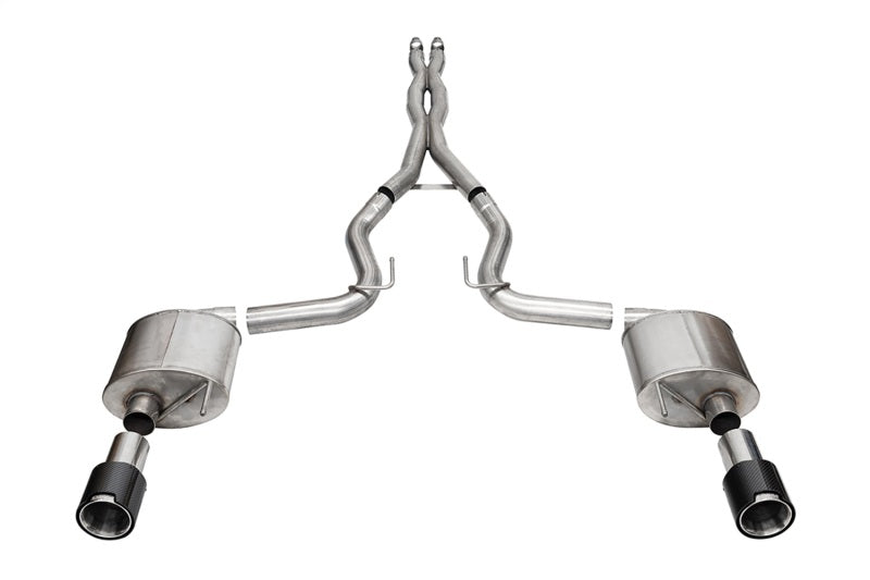 CORSA Performance 2024 Ford Mustang GT Coupe 3in Sport Cat-Back Exhaust - 4.5in Carbon Fiber Tips