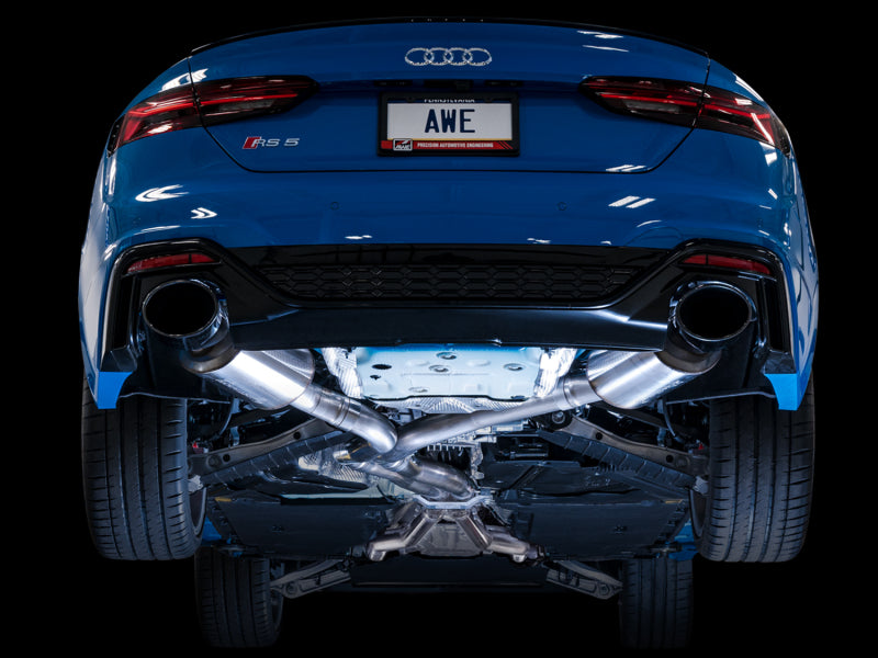 AWE Tuning Audi B9.5 RS5 Sportback Non-Resonated Touring Edition Exhaust - RS-Style Diamond Blk Tips - photo 4