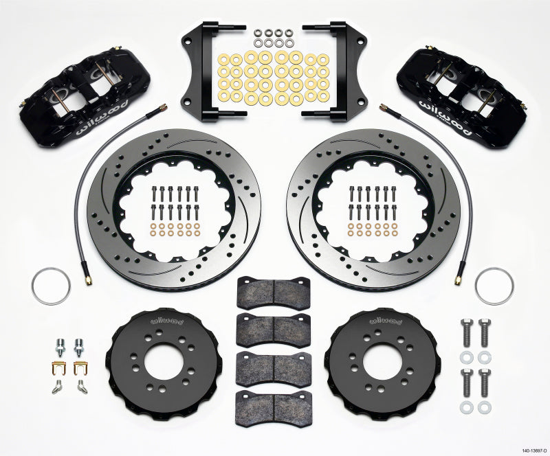 Wilwood 2014-2019 Chevrolet Corvette C7 Aero6 Front Big Brake Kit (14.25in) - Black / Drilled & Slotted